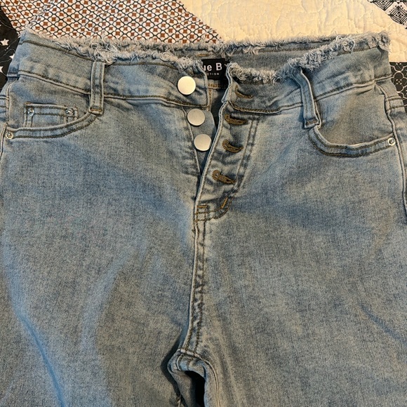 Blue b button fly rhinestone jeans - Picture 4 of 4